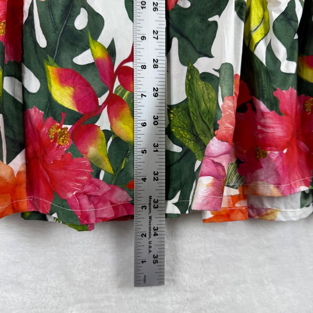 Boston Proper Womens Large Tropical Floral Tiered Maxi Skirt Pink Orange Green - Picture 4 of 7